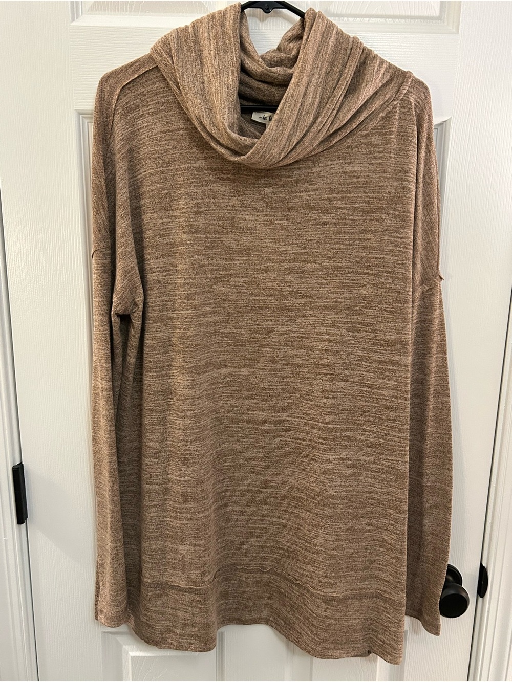 In Loom Brown Cowl Neck Oversized Tunic Sweater Top Size Large NWT